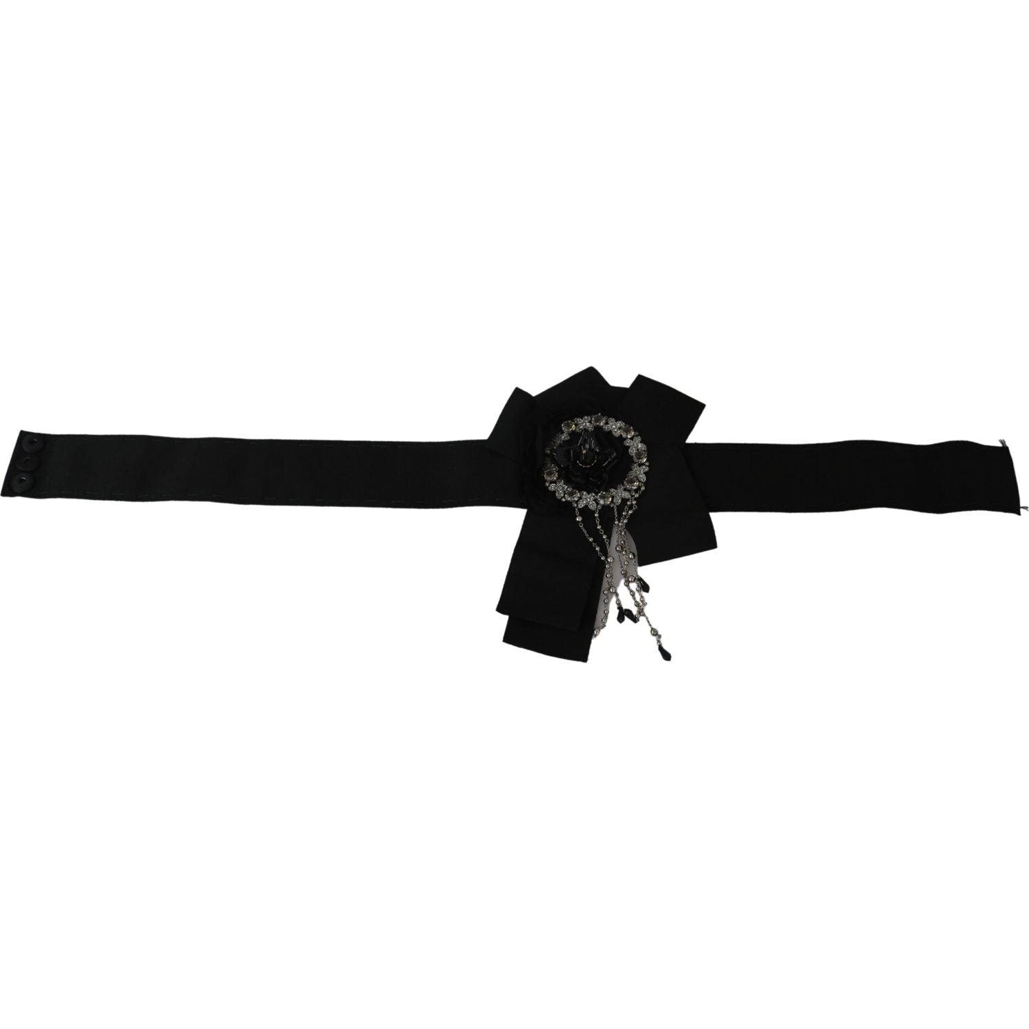 Dolce & Gabbana Black Crystal Brooch Wide Wai SATORIA Belt