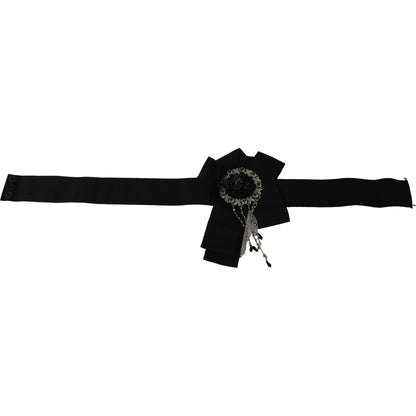 Dolce & Gabbana Black Crystal Brooch Wide Wai SATORIA Belt