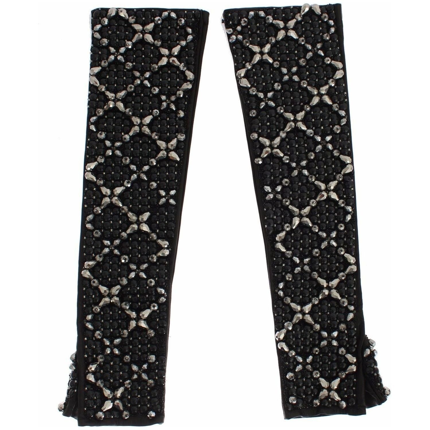 قفازات جلدية أنيقة مرصعة بالكريستال من دولتشي آند غابانا