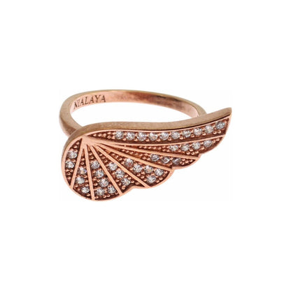 Nialaya Pink Gold 925 Silver Womens Clear CZ Ring