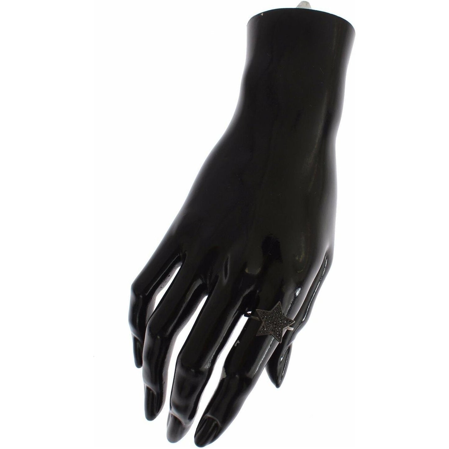 Nialaya Black CZ Star 925 Silver Womens Ring