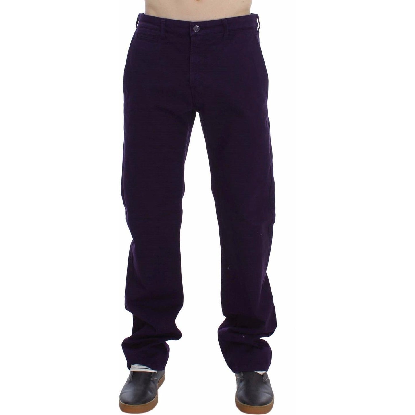 GF Ferre Purple Cotton Stretch Slim Chinos GF Ferre