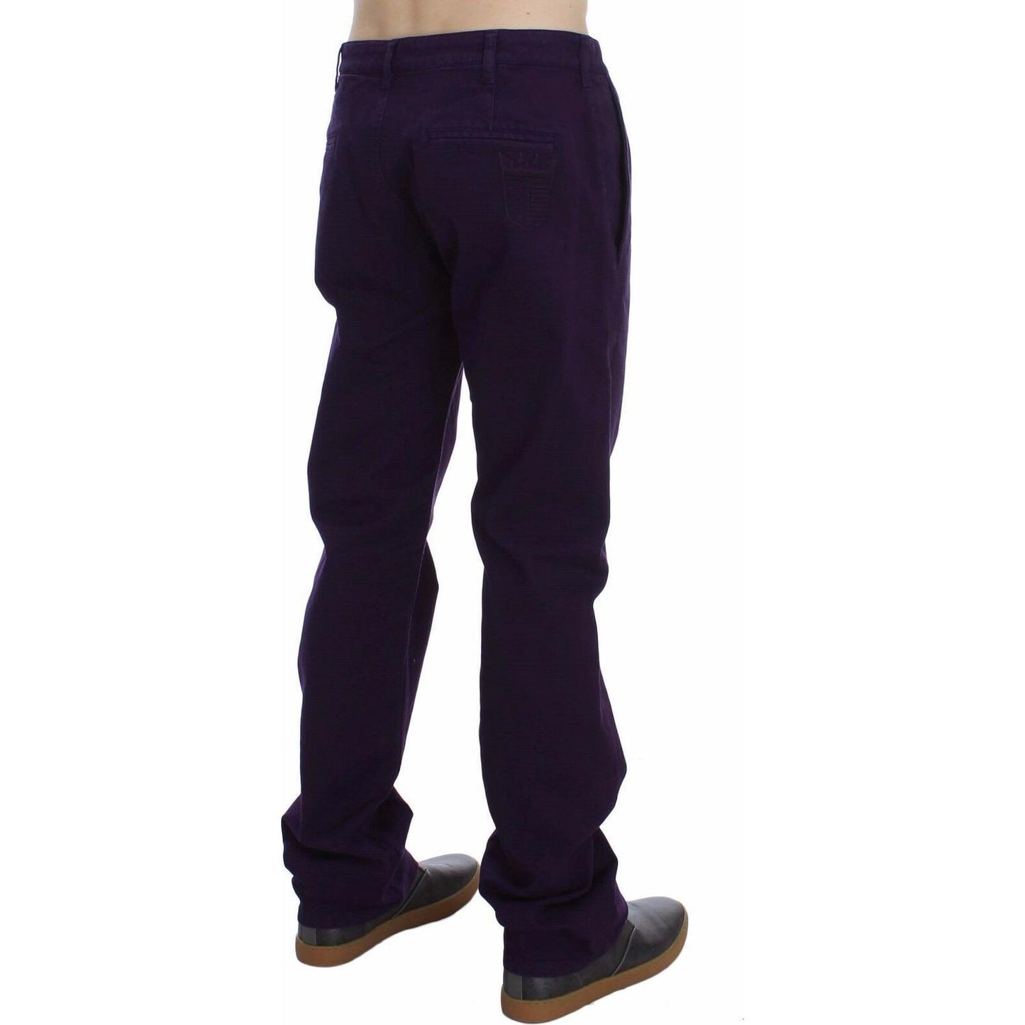 GF Ferre Purple Cotton Stretch Slim Chinos GF Ferre