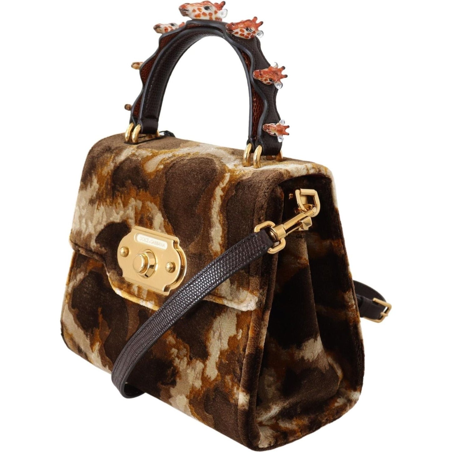 Dolce & Gabbana Elegant Giraffe Pattern Welcome Bag with Gold Accents Dolce & Gabbana