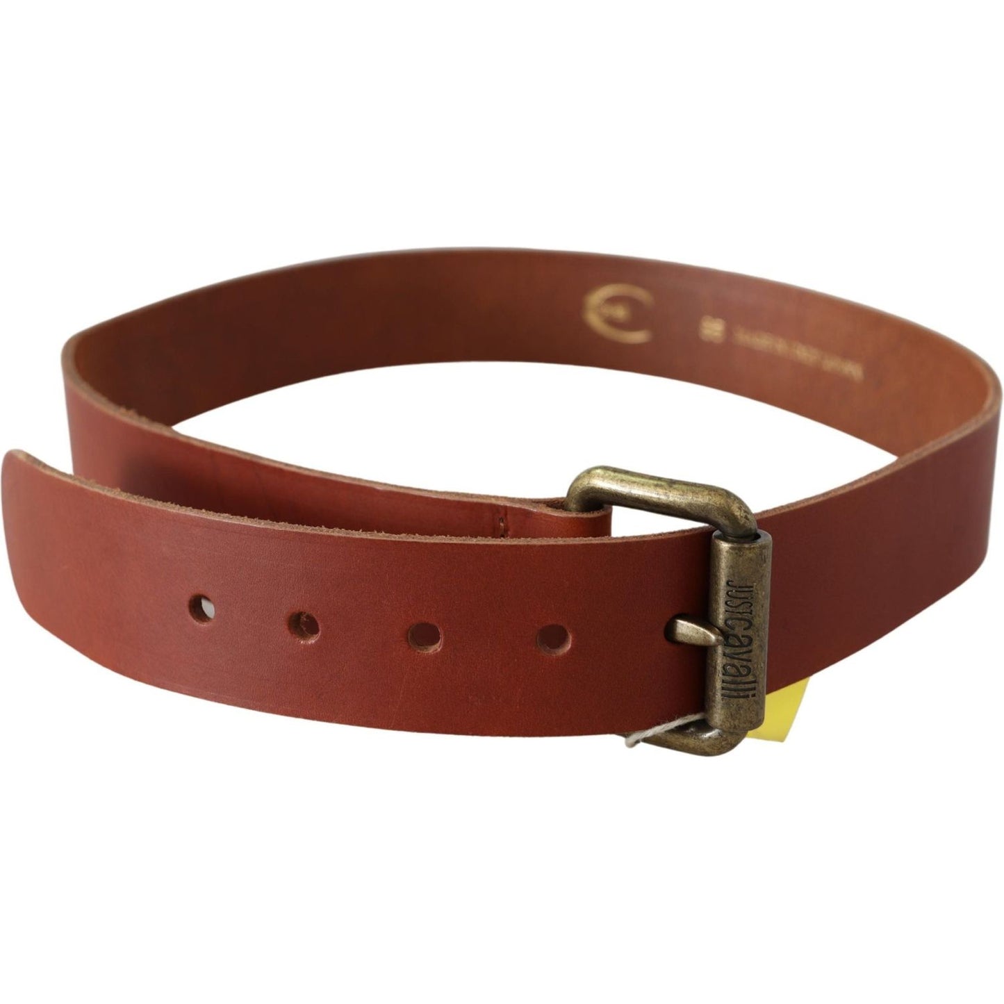 Just Cavalli Chic Brown Leather Logo Waist Belt Belt Just Cavalli