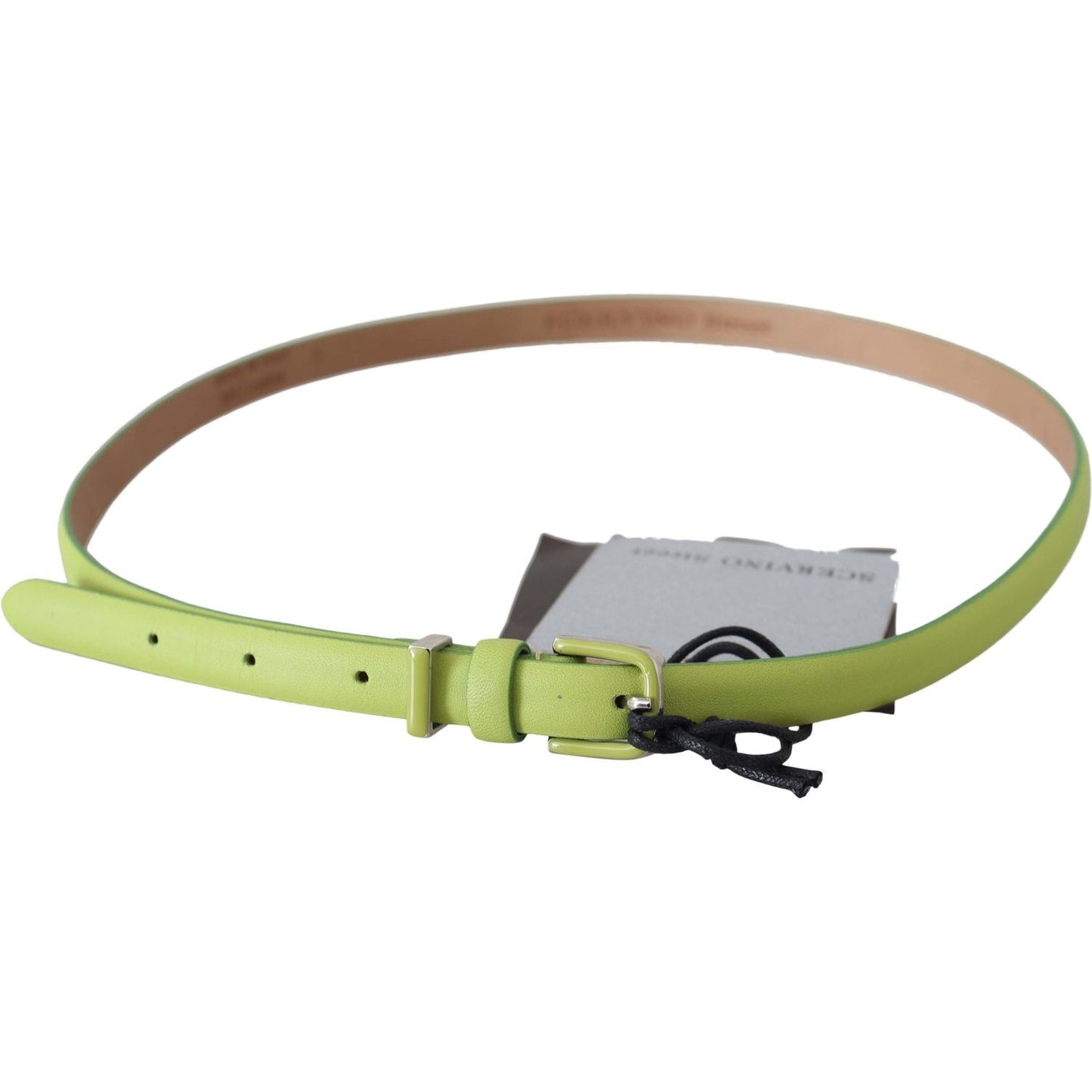 Scervino Street Green Leather Chartreuse Silver Green Buckle Belt