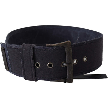 Ermanno Scervino Black Leather Wide Buckle Waist Luxury Belt