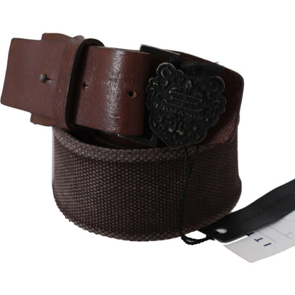 Ermanno Scervino Dark Brown Leather Wide Buckle Waist Belt