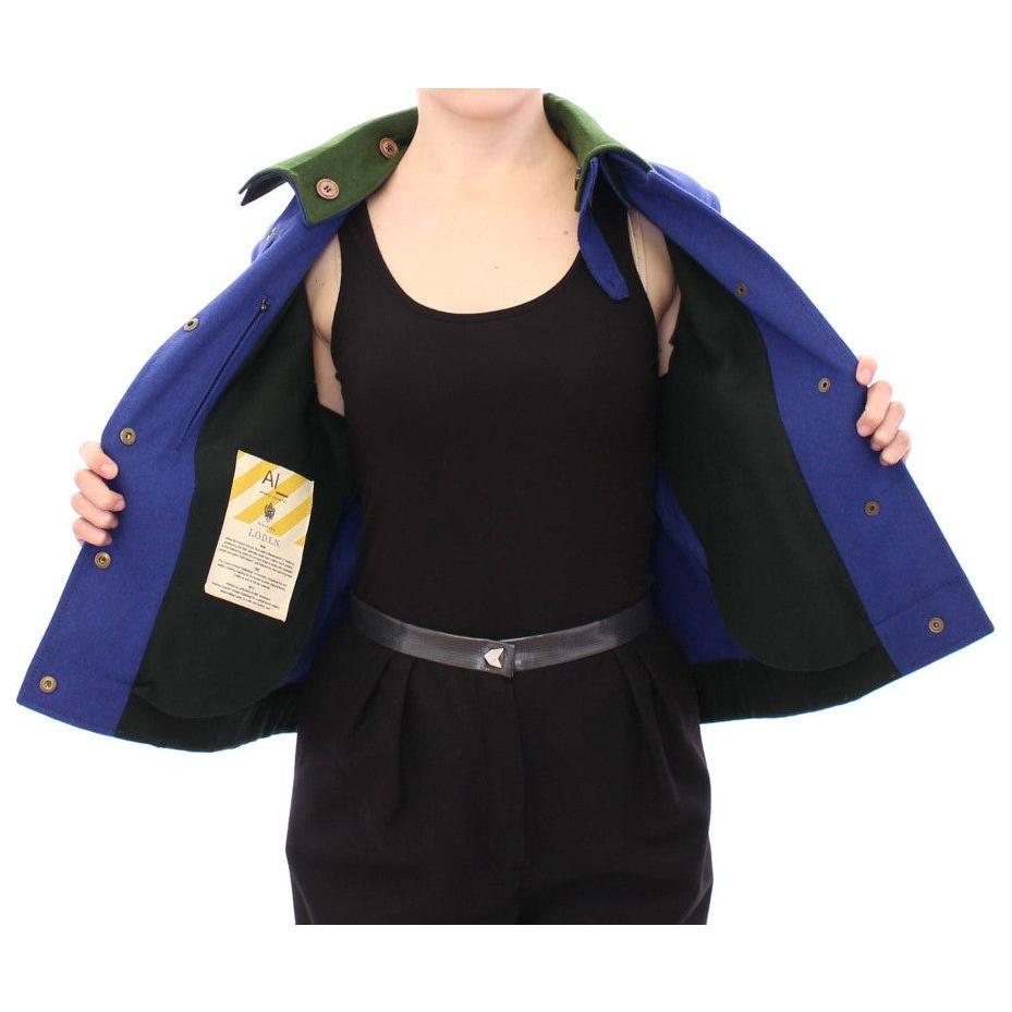 优雅蓝色可拆卸领口羊毛夹克