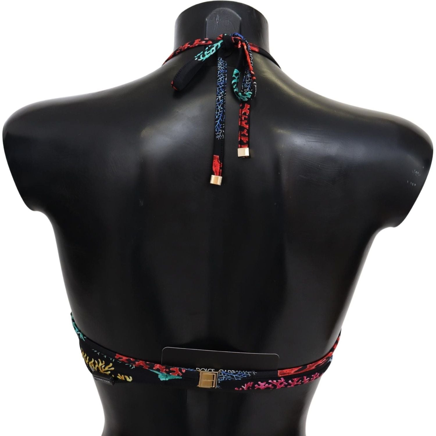 时尚黑色珊瑚印花比基尼上衣