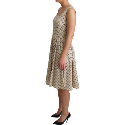 Dolce & Gabbana Beige Polka Dotted Cotton A-Line Dress
