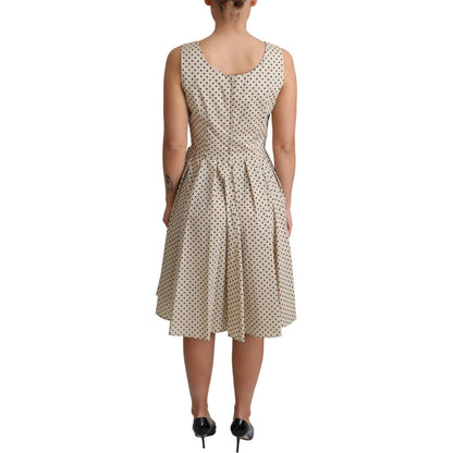 Dolce & Gabbana Beige Polka Dotted Cotton A-Line Dress