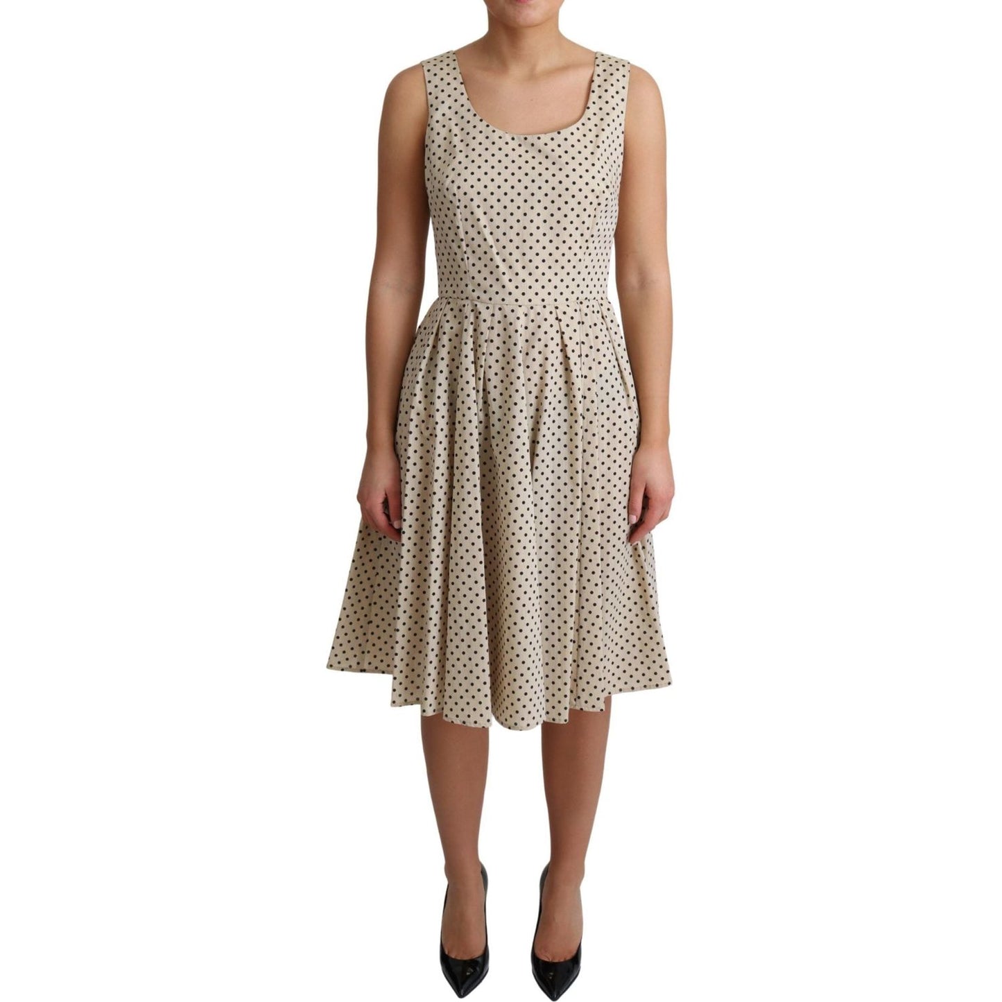 Dolce & Gabbana Elegant Polka Dot Sleeveless A-Line Dress Dresses Dolce & Gabbana