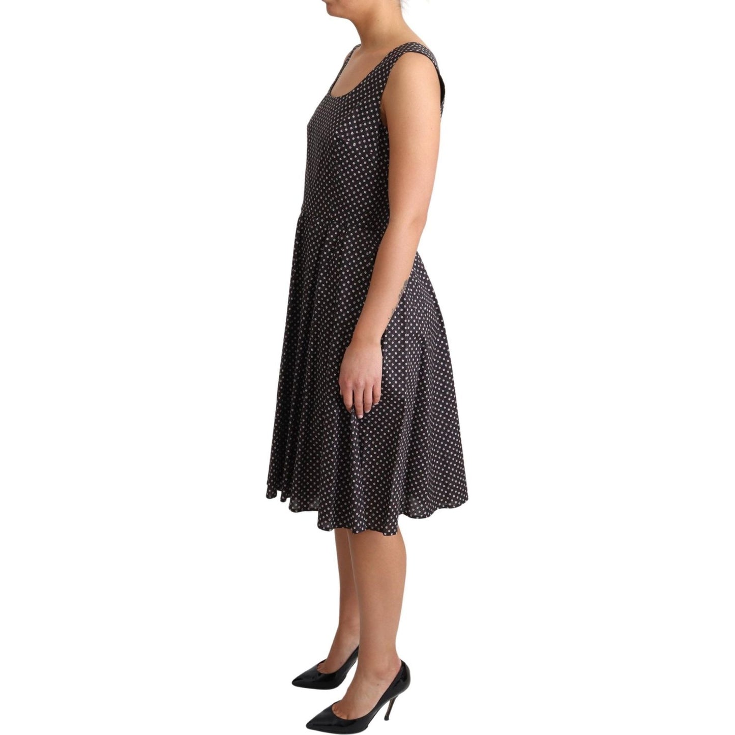 Dolce & Gabbana Black Floral Cotton A-Line Stretch Dress