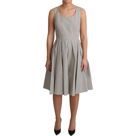 Dolce & Gabbana Beige Polka Dotted Cotton A-Line Dress