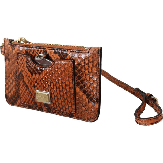 Dolce & Gabbana Elegant Python Patterned Leather Wristlet Dolce & Gabbana