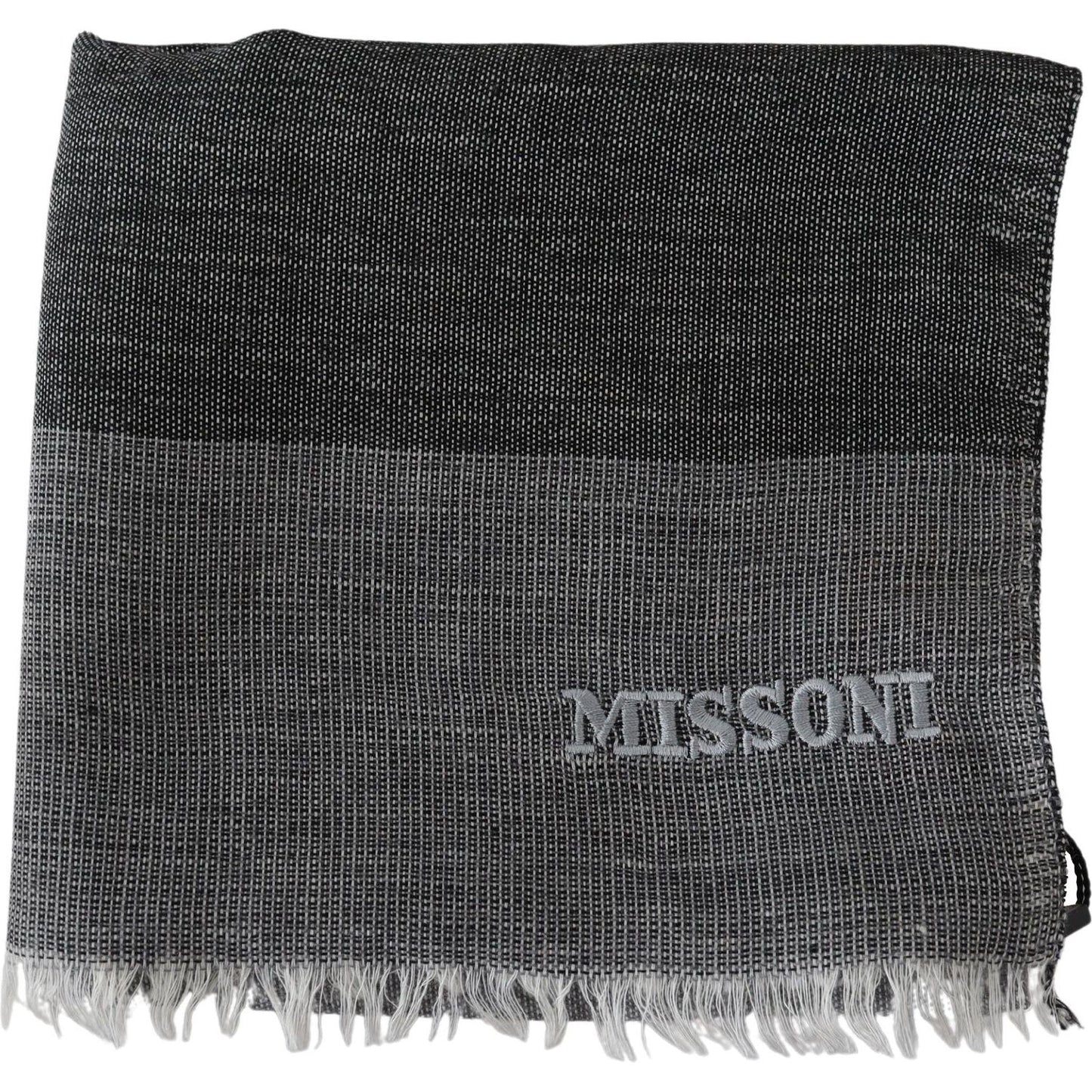 Missoni Elegant Striped Wool Scarf with Logo Embroidery Missoni