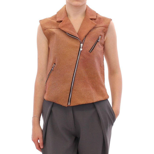 La Maison du Couturier Brown Leather Jacket Vest