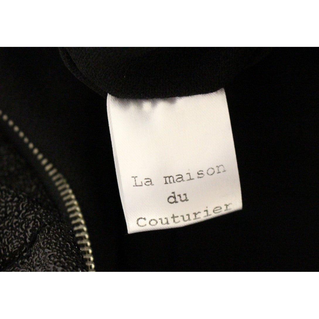 优雅的黑色皮革连身裤（配腰带）