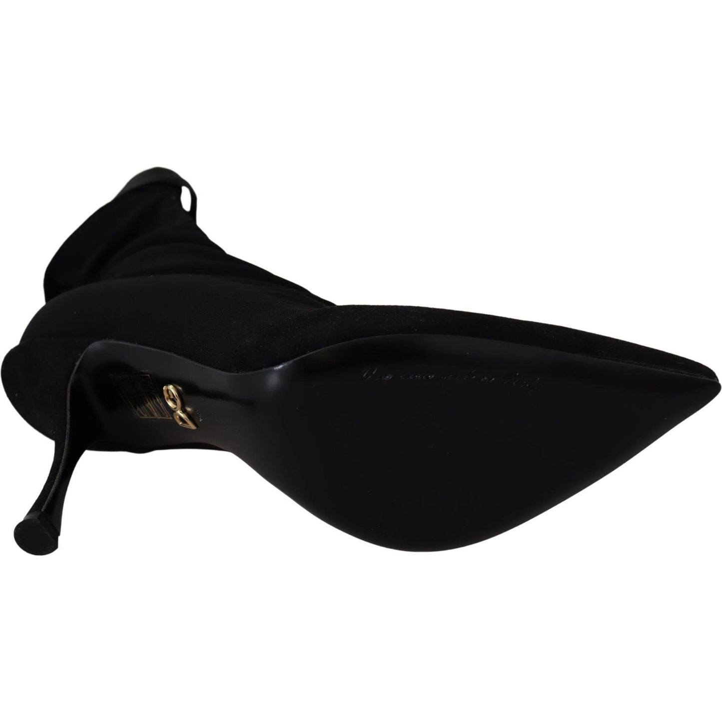 Dolce & Gabbana Elegant Black Ankle Heel Boots with Leather Sole Dolce & Gabbana