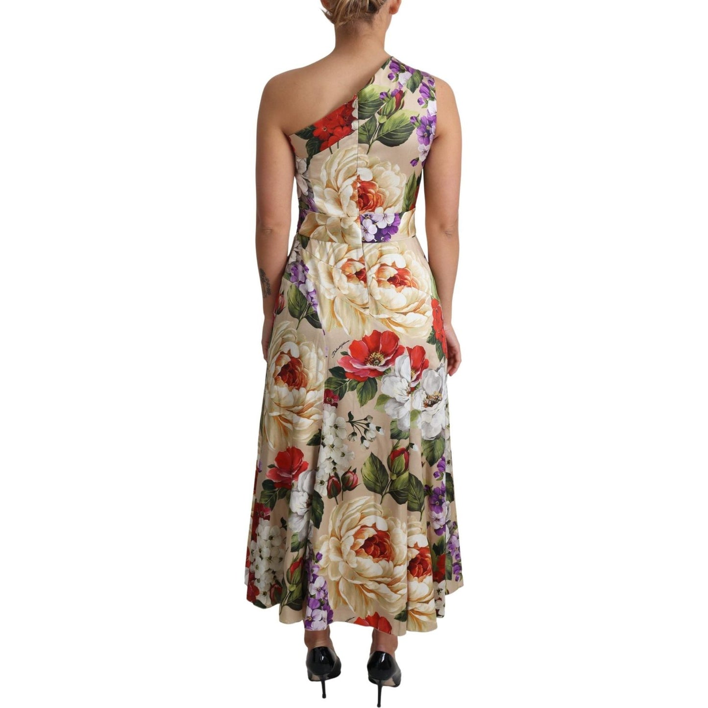 Dolce & Gabbana Elegant One-Shoulder Floral Silk Maxi Dress WOMAN DRESSES Dolce & Gabbana