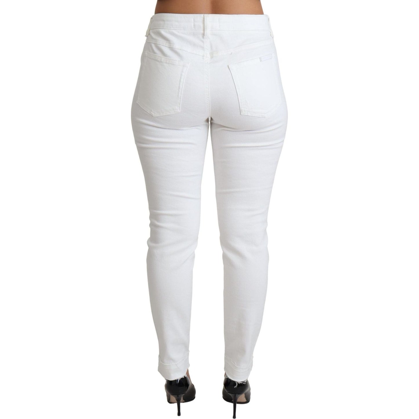 Dolce & Gabbana Chic White Mid Waist Designer Jeans Dolce & Gabbana