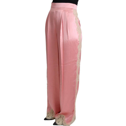 Dolce & Gabbana Silk Blend Satin Wide-Leg Pants in Pink Dolce & Gabbana