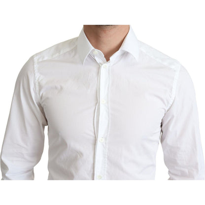 Dolce & Gabbana White Cotton Long Sleeves Men Formal Shirt