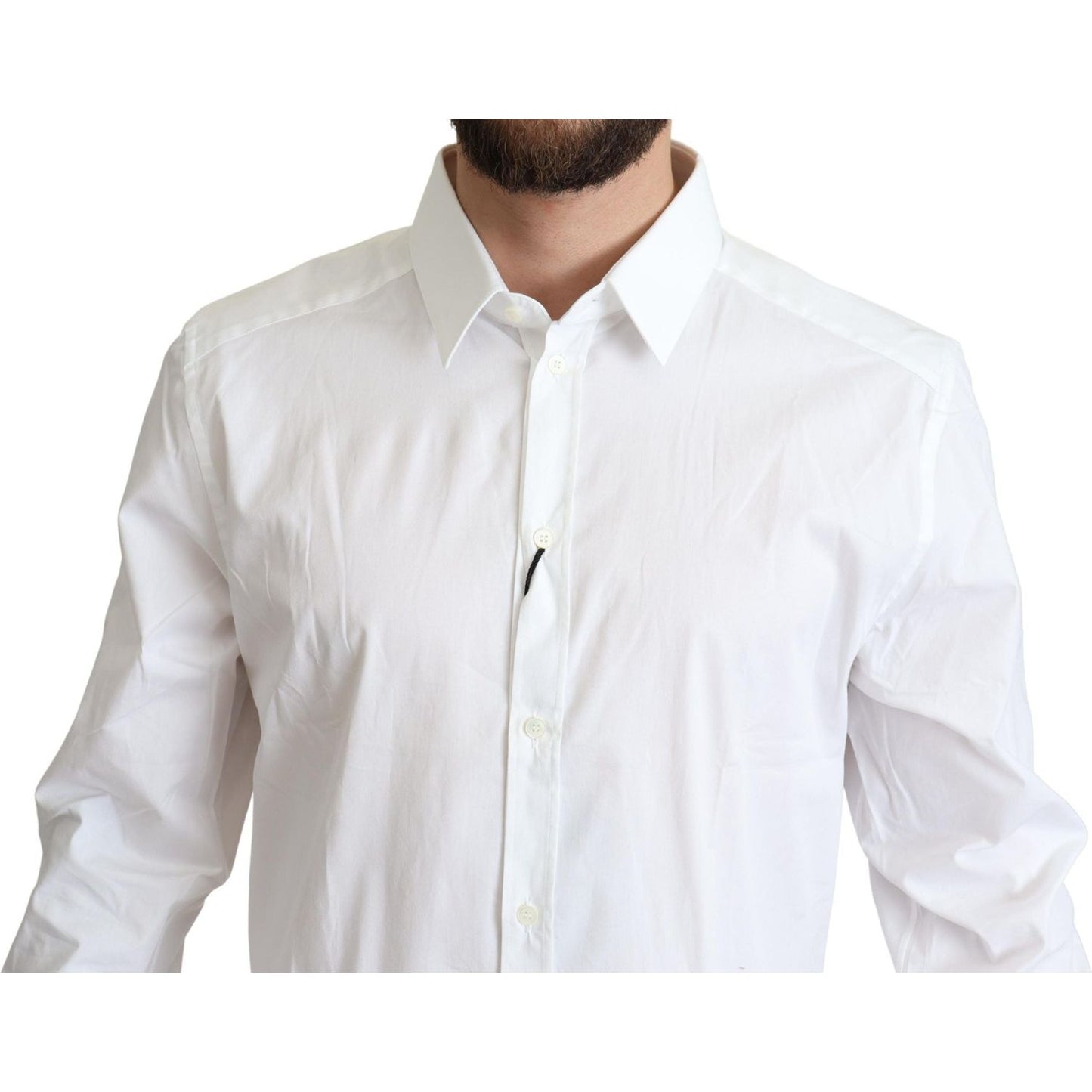 Dolce & Gabbana Elegant White Cotton Stretch Dress Shirt MAN SHIRTS Dolce & Gabbana