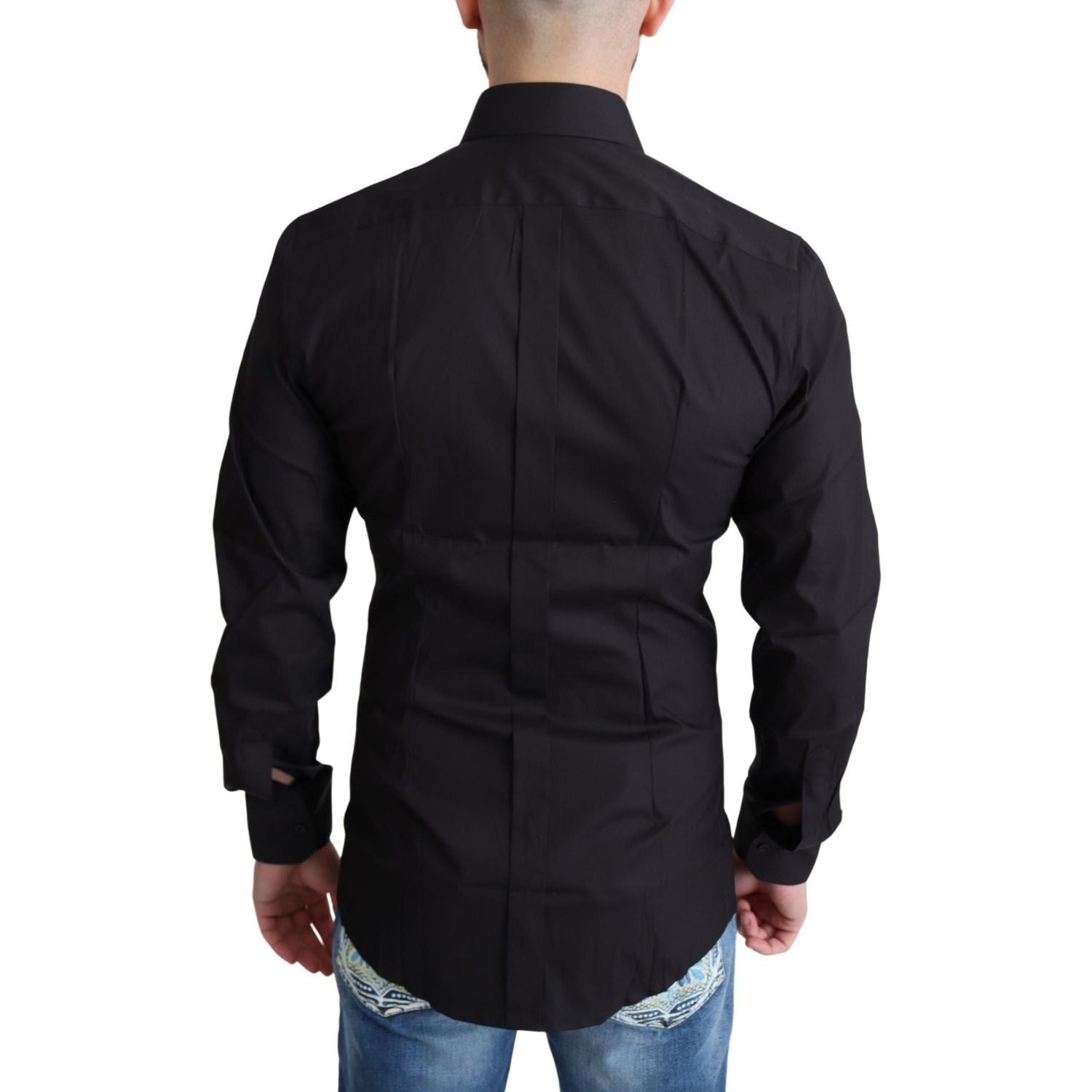 优雅黑金修身正装衬衫