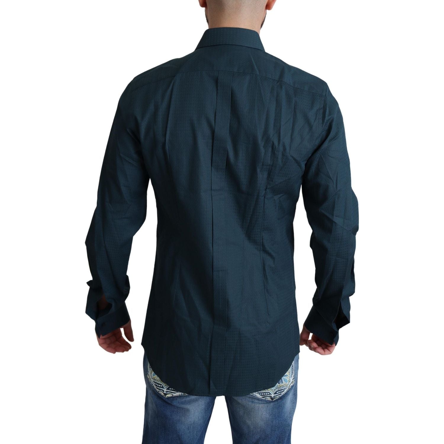 优雅蓝色荷叶边礼服衬衫