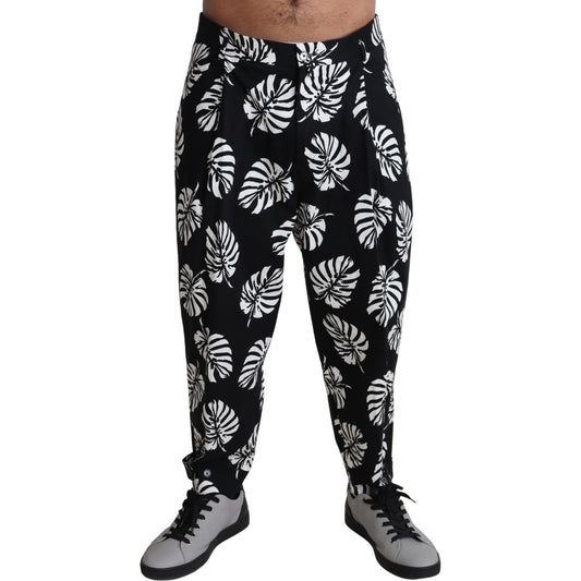 Dolce & Gabbana Elegant Palm Leaf Print Cotton Trousers Dolce & Gabbana