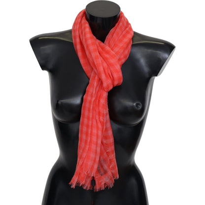 Missoni Orange Check Cashmere Unisex Wrap Fringes Scarf