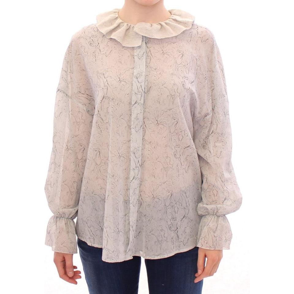 优雅蓝色棉质束腰上衣