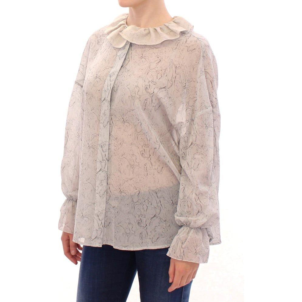 优雅蓝色棉质束腰上衣