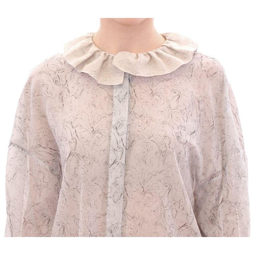 优雅蓝色棉质束腰上衣