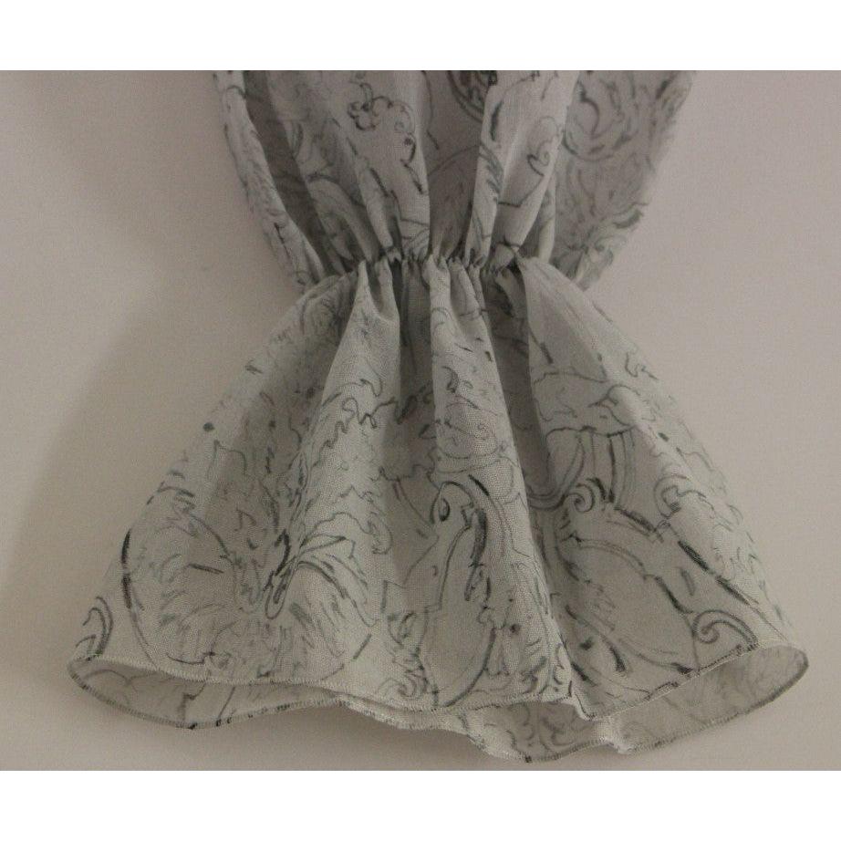 优雅蓝色棉质束腰上衣