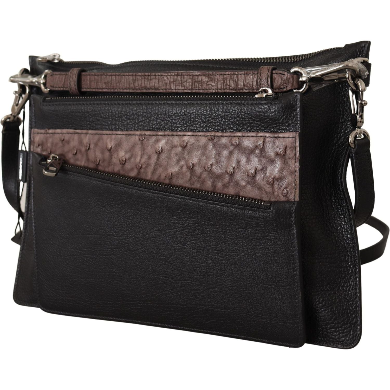 حقيبة كتف أنيقة من الجلد الأسود من دولتشي آند غابانا