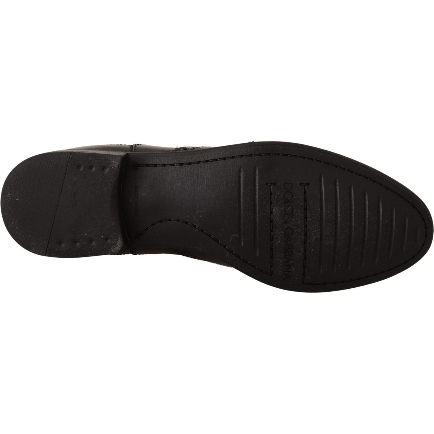 Dolce & Gabbana Black Leather Ankle High Flat Boots Shoes