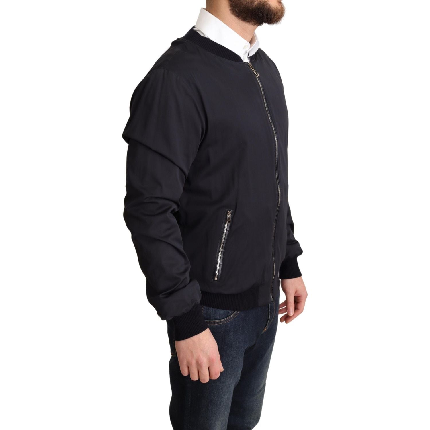 优雅丝绸混纺飞行员夹克