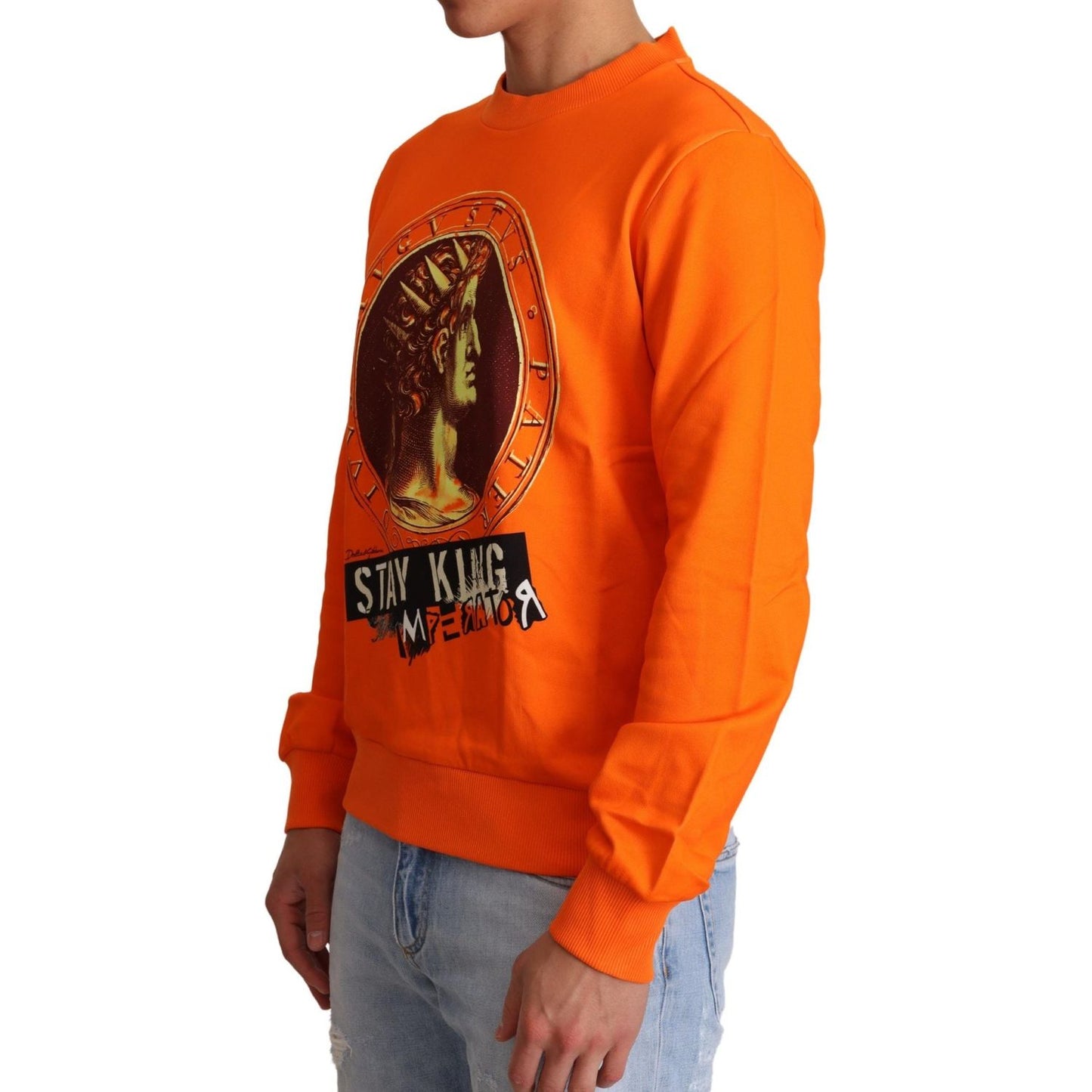 Dolce & Gabbana Regal Crewneck Cotton Sweater in Orange Dolce & Gabbana