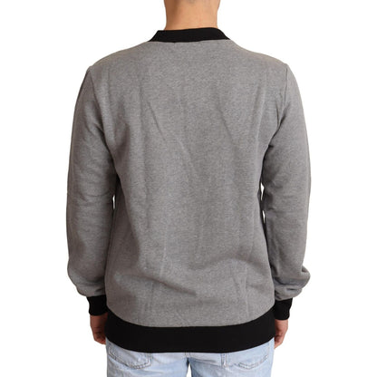 Dolce & Gabbana Gray Crown King Cotton Pullover Sweater