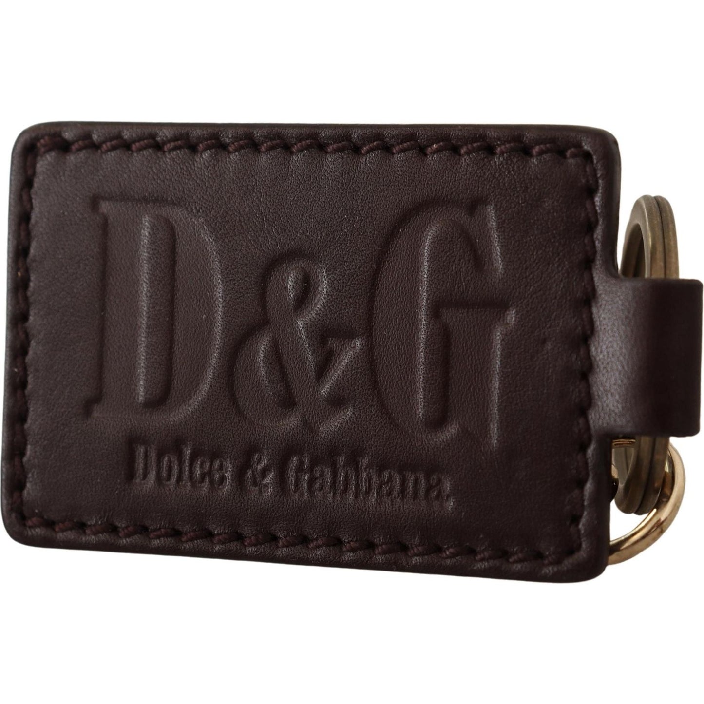 Dolce & Gabbana Elegant Unisex Leather Keyring with Gold Detail Dolce & Gabbana