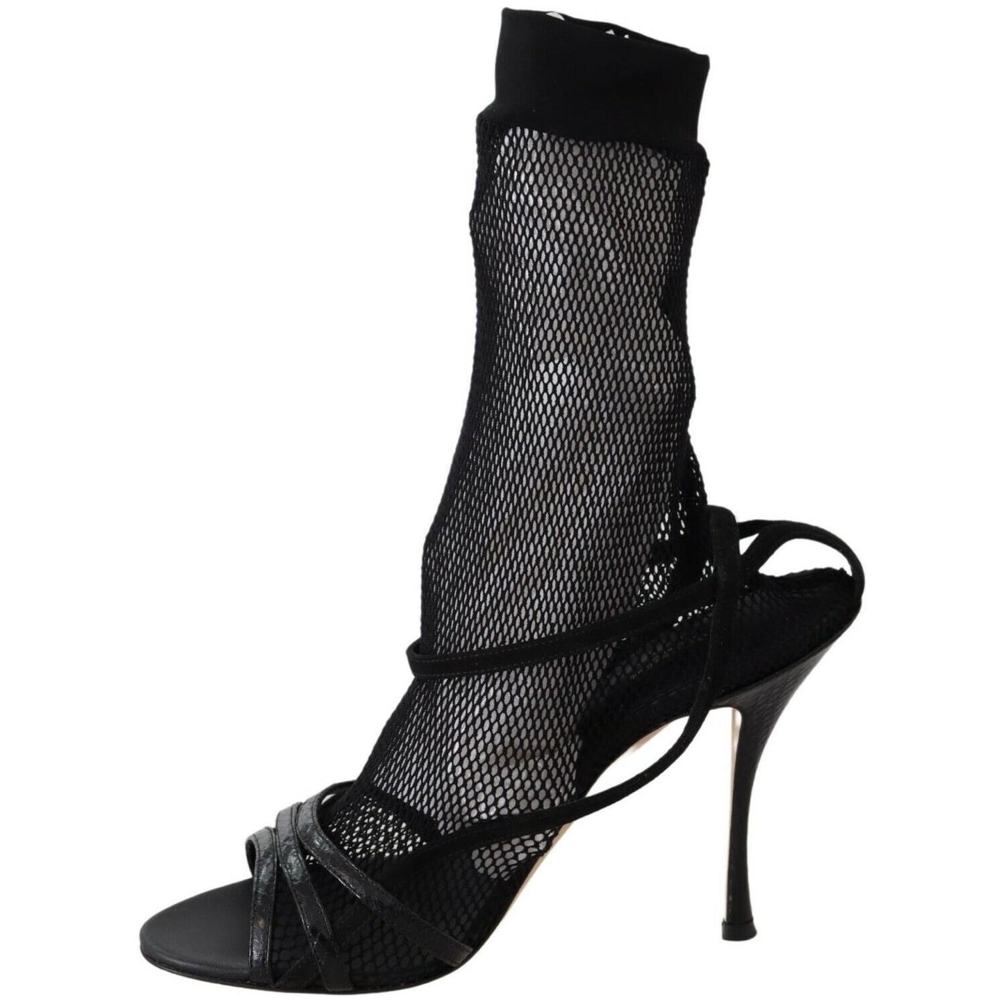 Dolce & Gabbana Chic Black Mesh Stiletto Sandals WOMAN SANDALS Dolce & Gabbana