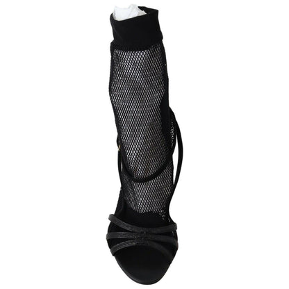 Dolce & Gabbana Black Suede Short Boots Sandals Shoes