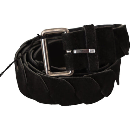 GF Ferre Black WX Silver Tone Buckle Waist Belt
