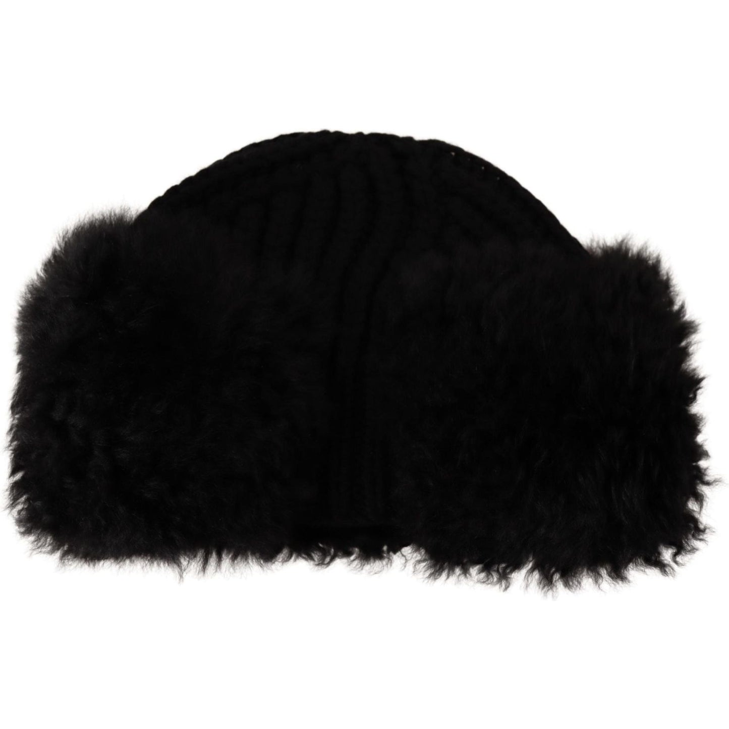 Dolce & Gabbana Black Cashmere Fur Women Beanie Women Hat
