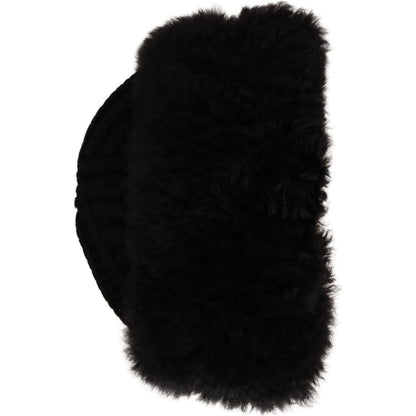 Dolce & Gabbana Black Cashmere Fur Women Beanie Women Hat