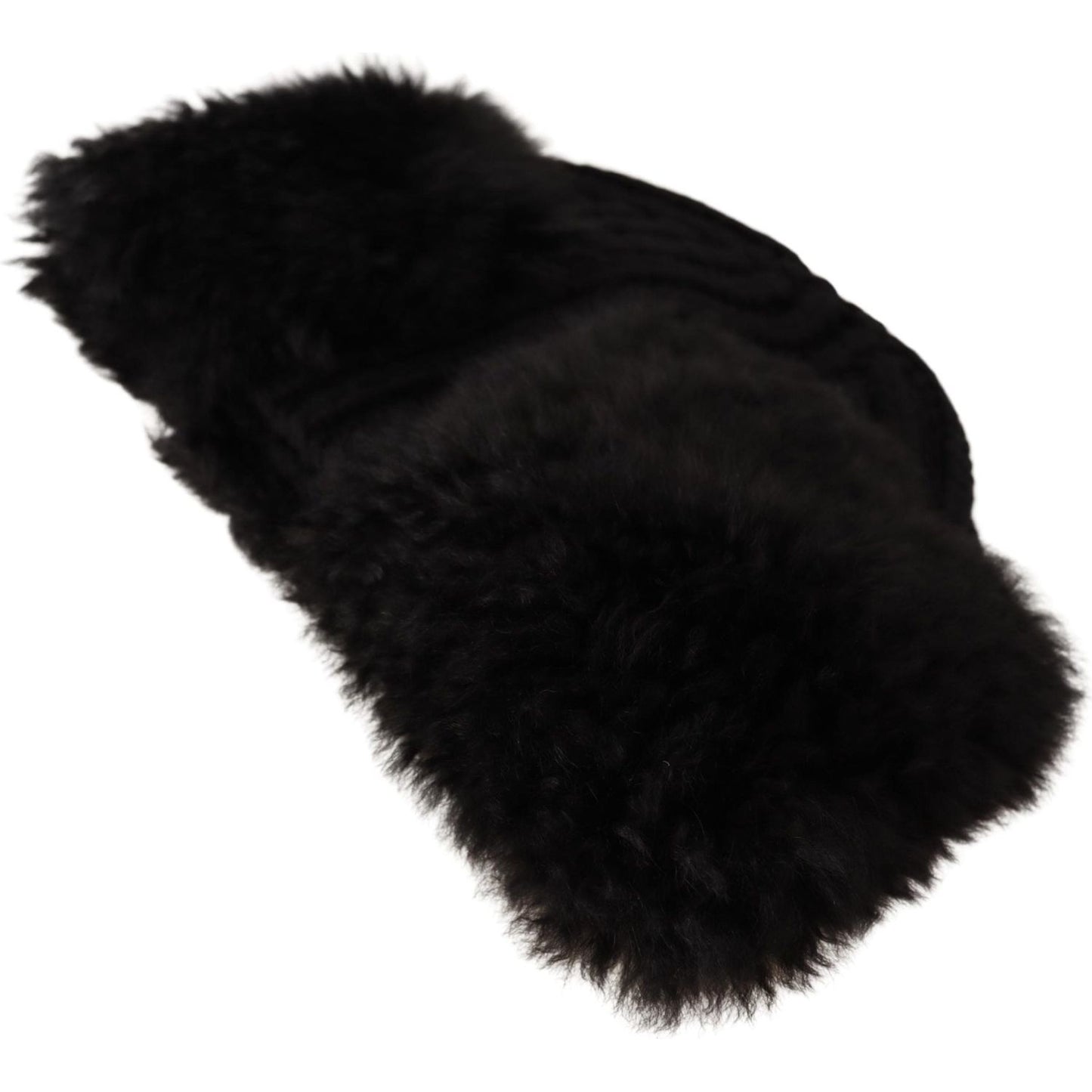 Dolce & Gabbana Black Cashmere Fur Women Beanie Women Hat