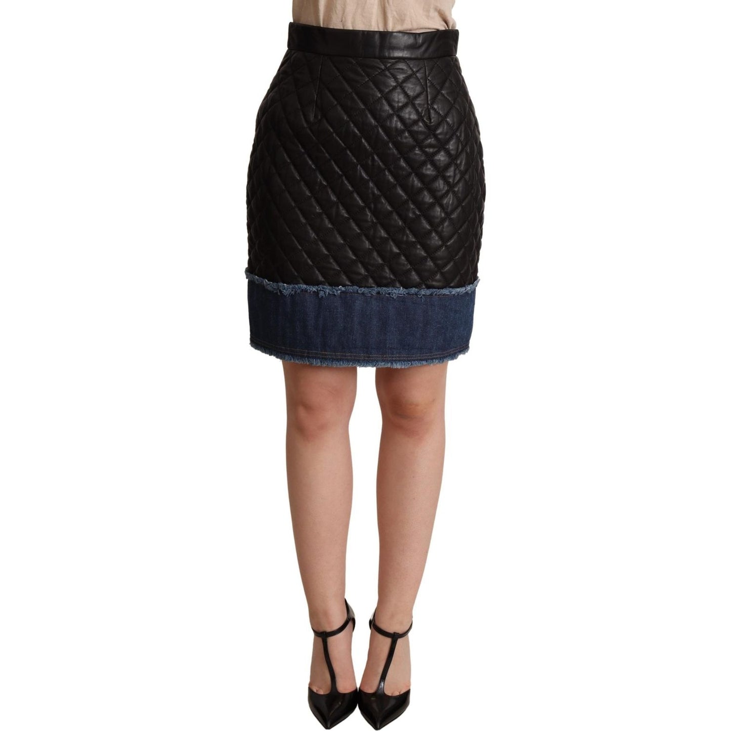 Dolce & Gabbana Black Quilted Leather Mini Skirts